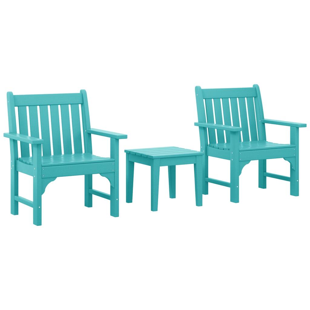 Laguna Outdoor Patio 3-Piece Garden Arm Chair Conversation Set With Side Table