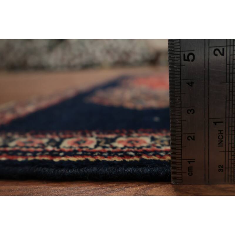 Hand Knotted Oriental 100% Wool Carpet Traditional Medallion Red Senneh Area Rug - 3' 6'' X 1' 9''