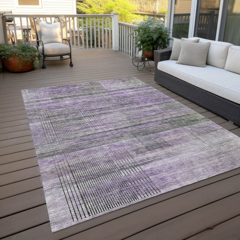 Machine Washable Indoor/ Outdoor Chantille Contemporary Imprints Rug