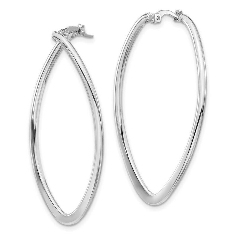 Curata 14k White Gold Polished Oval Hoop Earrings - 44.73x23.32mm