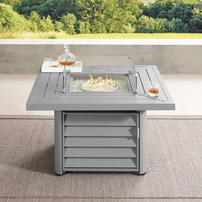 Corvus Abruzzo 42 Inch Square Aluminum Propane Fire Pit Table