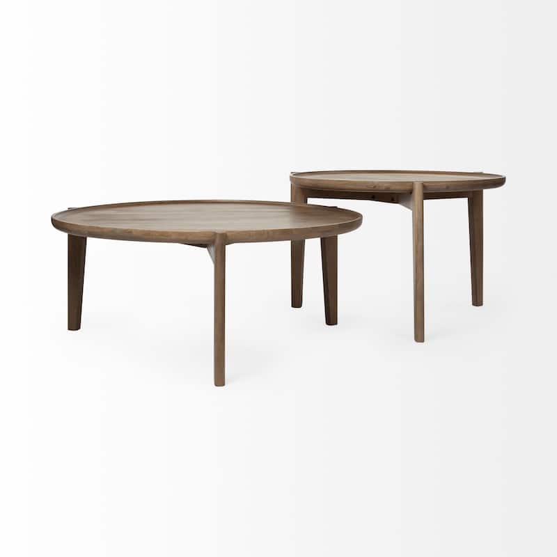 Cleaver I Medium Brown Solid Wood Round Accent Table