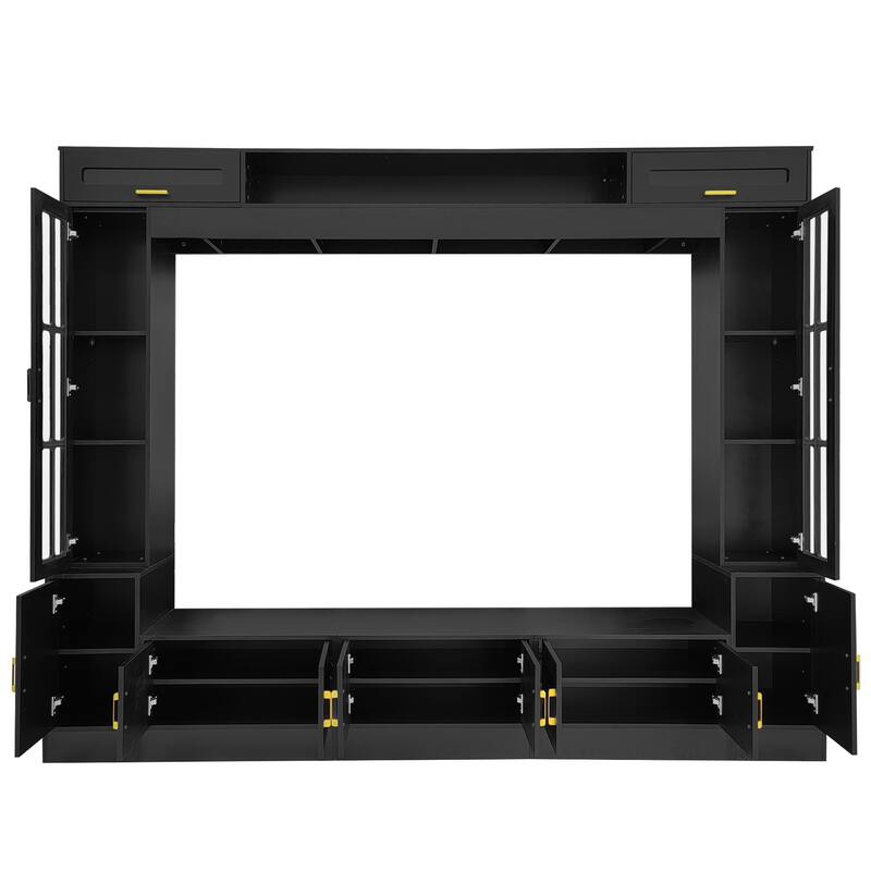 98" W Wall Unit TV Stand with Storage for TVs up to 80", Modern TV Console Entertainment Center with Bookshelves for Living Room