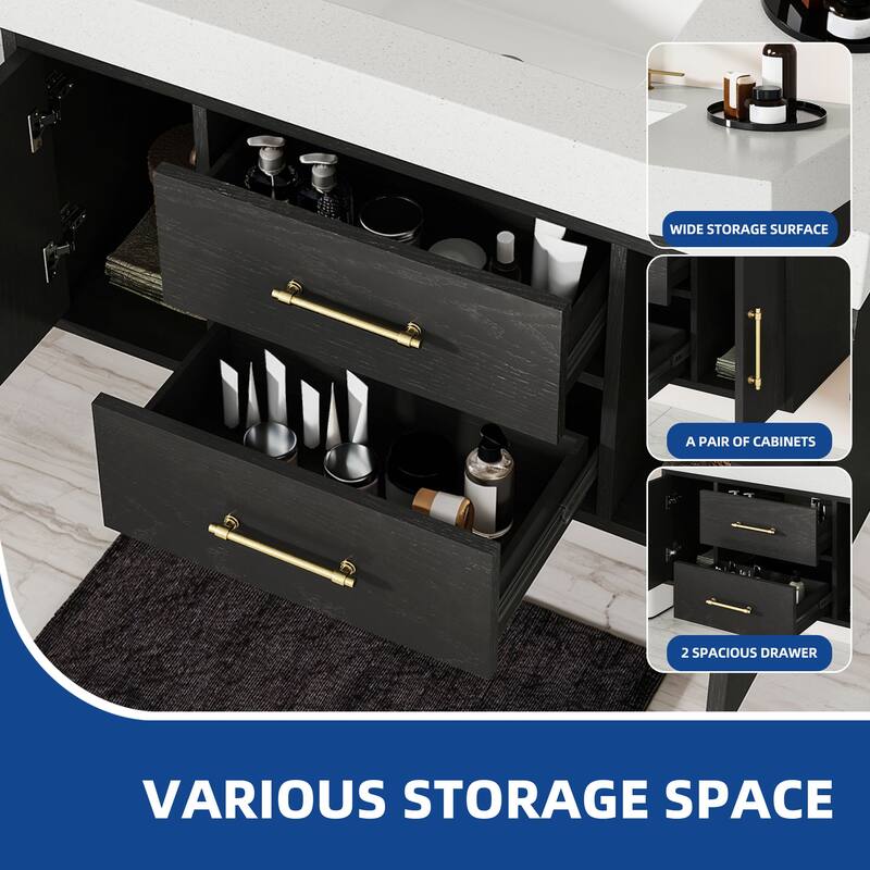 Moasis 40" Floating Wall Mounted Bathroom Vanity with 2 Drawers & 2 Storage Cabinet