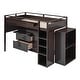 preview thumbnail 7 of 7, Espresso Twin Size Pine Wood Loft Bed with Rolling Cabinet and Desk, Storage Stairs, Full-Length Guardrail