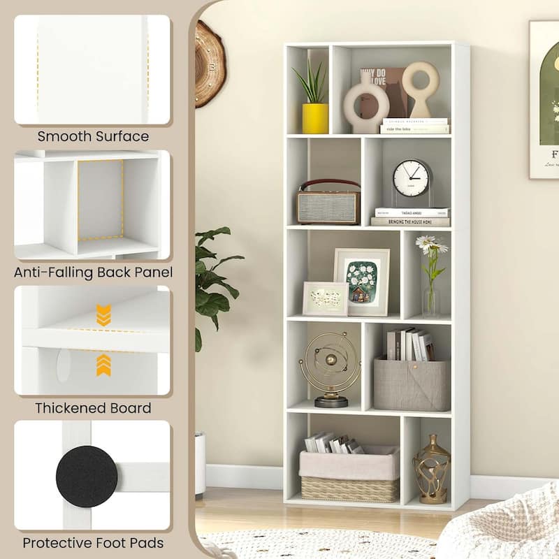 1/2 PCS 5-Tier Geometric Bookshelf 63" Freestanding Storage Bookcase