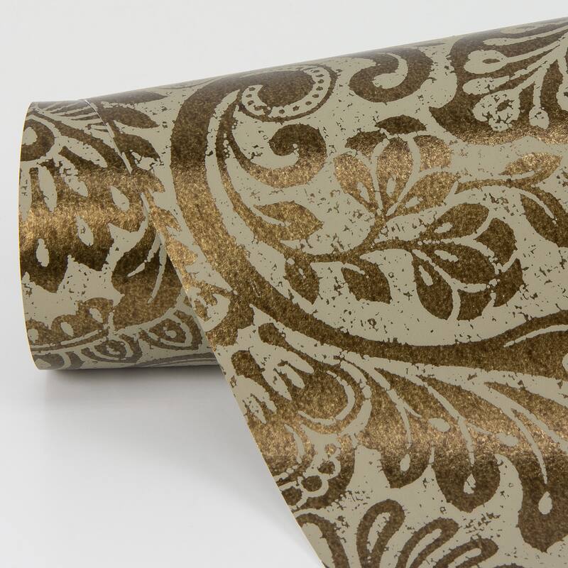 A-Street Prints Artemis Bronze Floral Damask Wallpaper