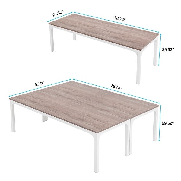 dimension image slide 3 of 9, 6.5FT Conference Meeting Seminar Business Table Set for 8-12 Person (Set of 2)