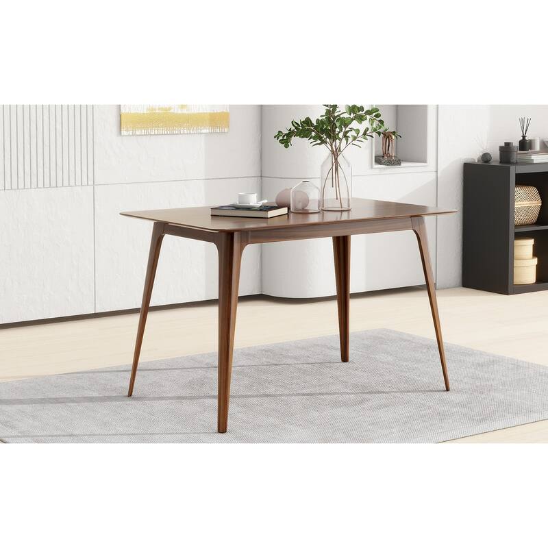 Roomfitters Dining Table with Solid Wood Legs and Rich Walnut Finish, Walnut
