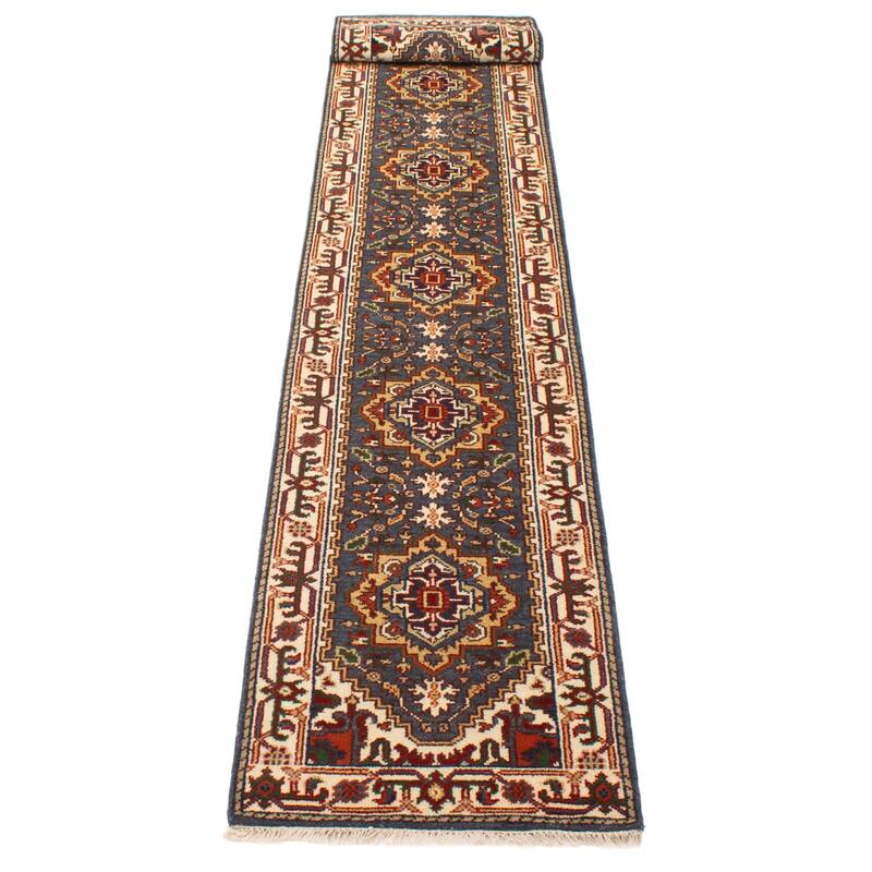 ECARPETGALLERY Hand-knotted Serapi Heritage Charcoal Wool Rug - 2'5 x 13'10