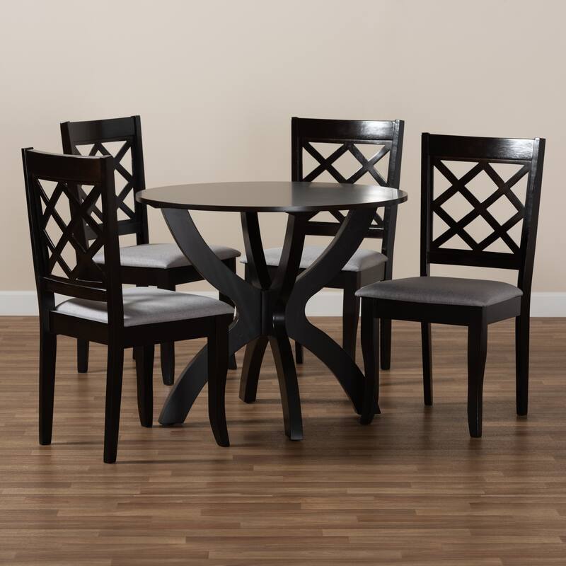 Savina Modern Fabric and Wood 5-Piece Dining Set