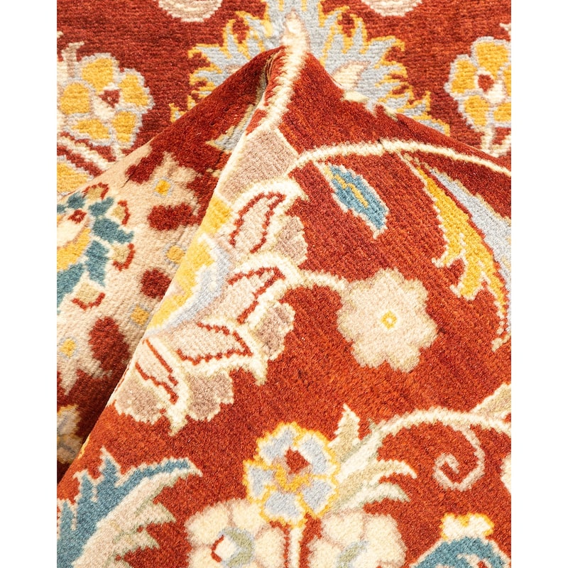 Overton Hand Knotted Wool Vintage Inspired Traditional Mogul Orange Area Rug - 3 x 5