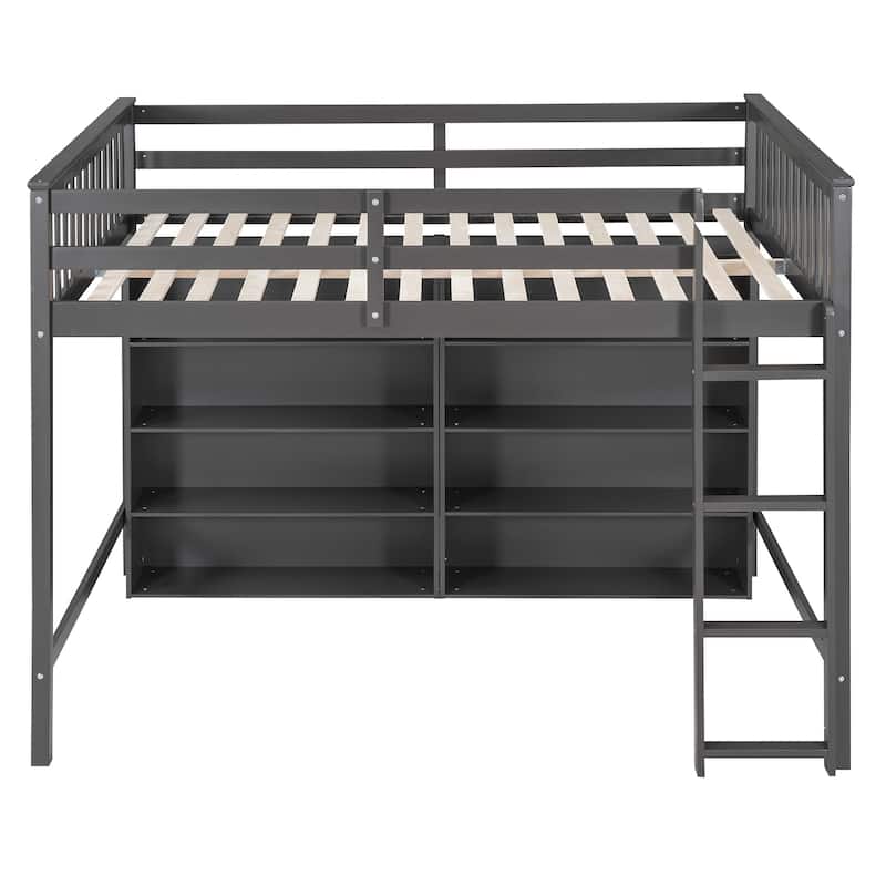 Full Loft Bed with Storage Shelves