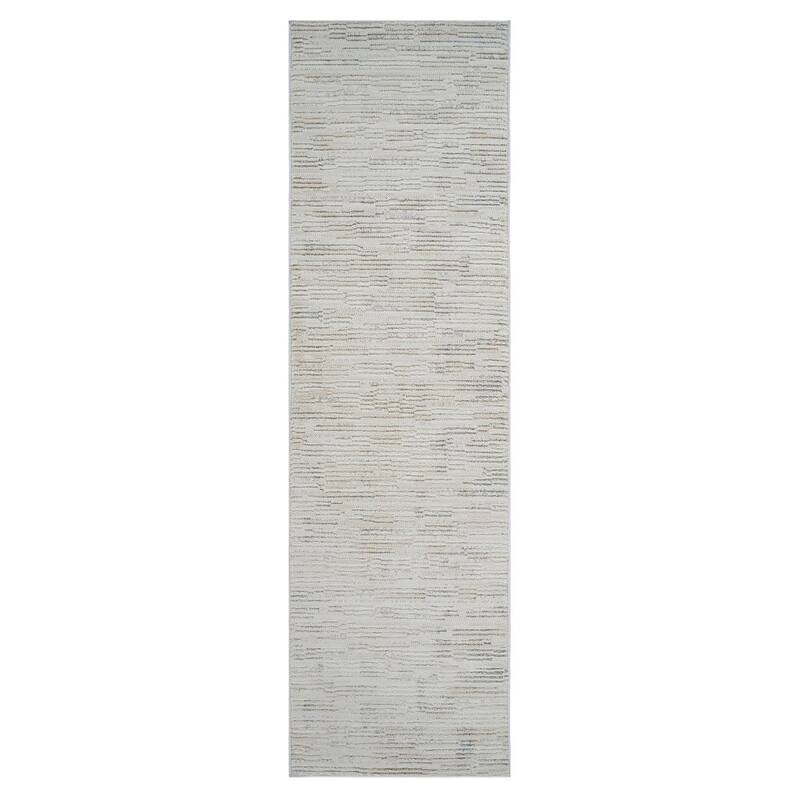 Bino Distressed Geometric Modern Stain Resistant Woven Durable Area Rug By HomeRoots - 2' X 8'