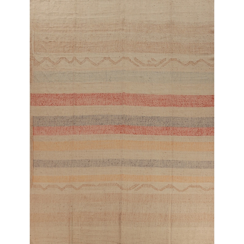 Hand Woven Oriental 100% Jute Carpet Southwestern Modern Beige & Ivories Kilim Area Rug - 12' 6'' X 10' 11''