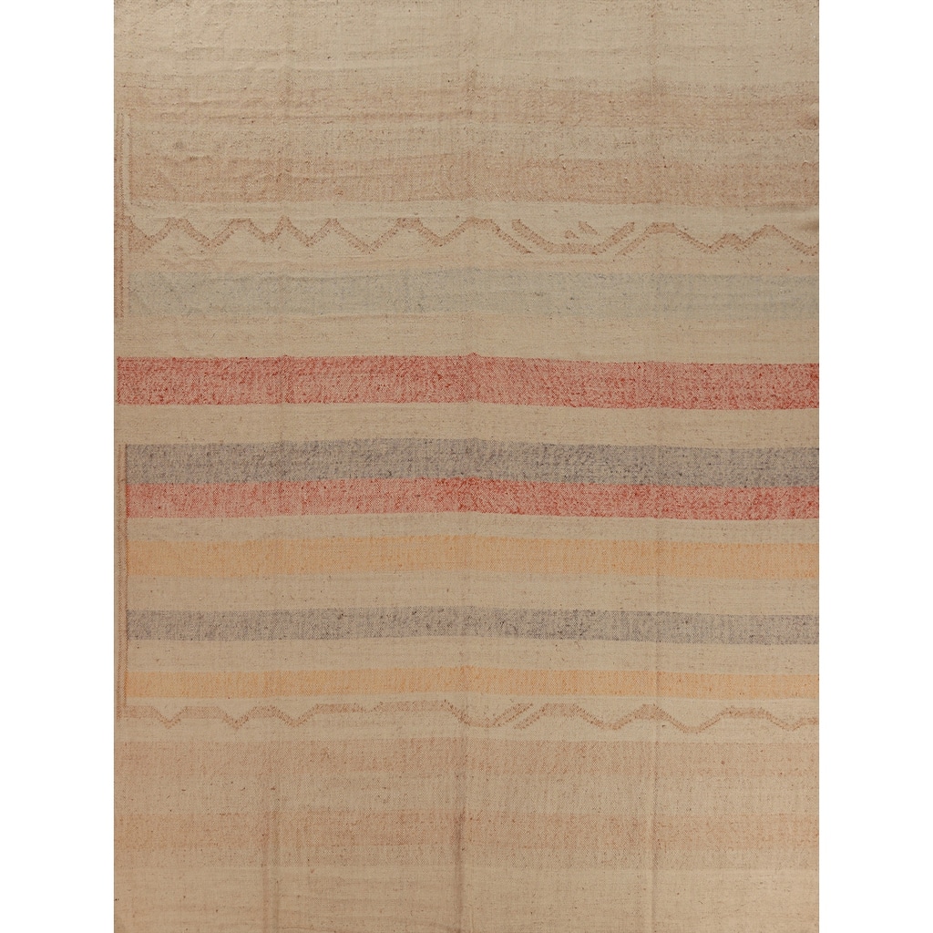 Hand Woven Oriental 100% Jute Carpet Southwestern Modern Beige & Ivories Kilim Area Rug - 12' 6'' X 10' 11''