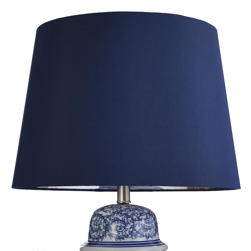 StyleCraft Blue Ivy Table Lamp - Blue Hardback Fabric Shade