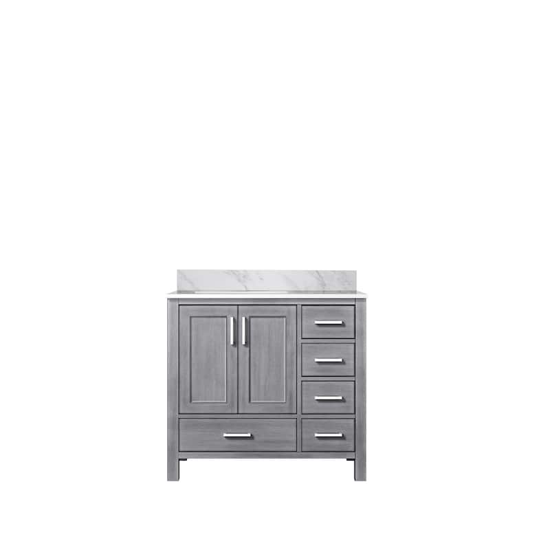 Lexora Jacques 36" Dark Grey Single Vanity - No Mirror, Left Version