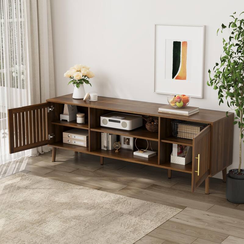 63 inch TV stand with adjustable storage rack, suitable for medieval modern TV cabinets with 55/65/70 inch TVs