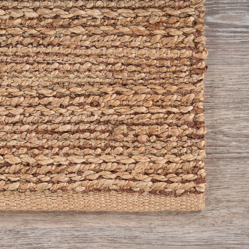 Sevita Organic Jute Geometric Area Rug, Tan and Gold