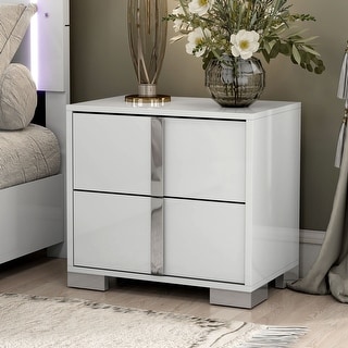 Furniture of America Erina Modern Glossy 2-Drawer Nightstand - Bed Bath ...