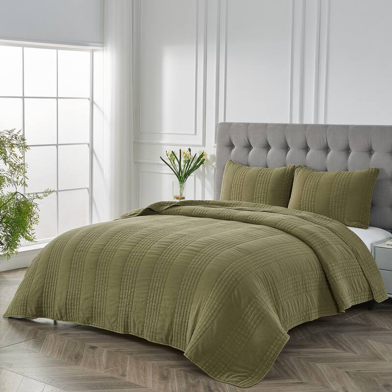 Stonewash Classic Cotton Quilt & Coverlet Set