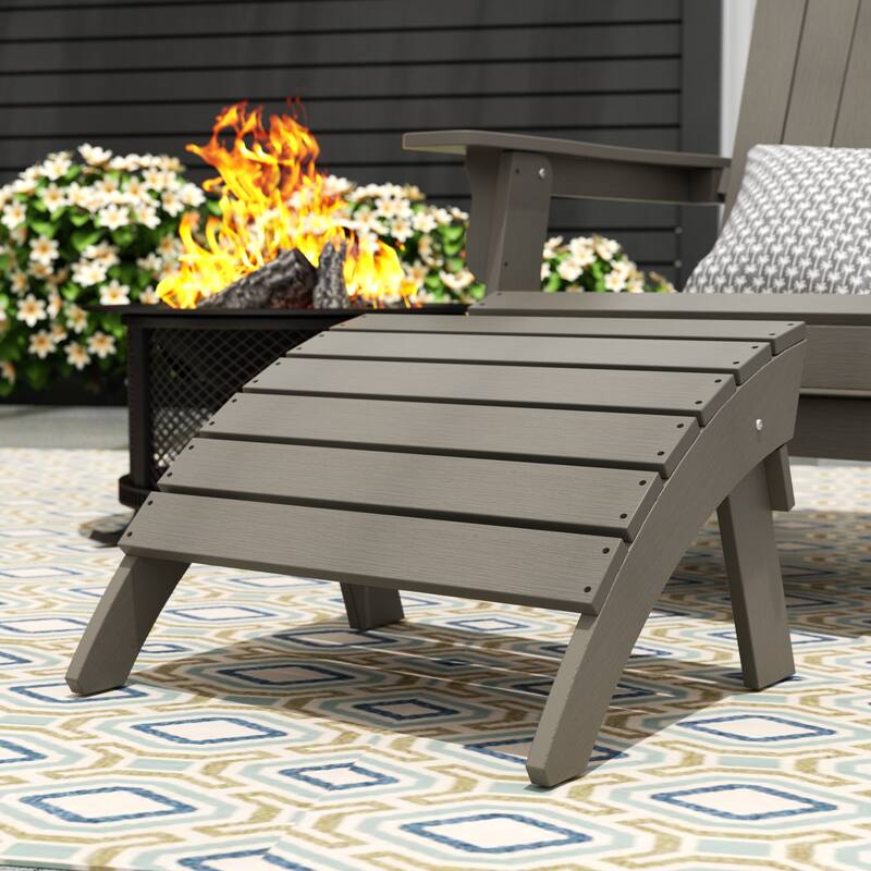 Vineyard HIPS Outdoor Eco-Friendly All Weather Adirondack Chair Ottoman - Charcoal Gray