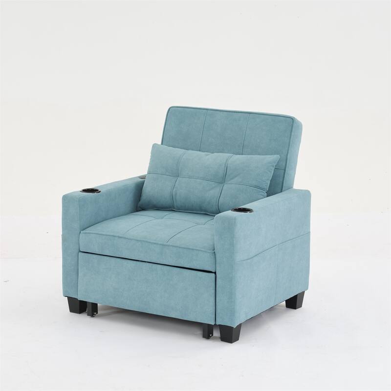 3-in-1 Pull Out Convertible Sleeper Chair w/ USB Ports,Wear Resistant