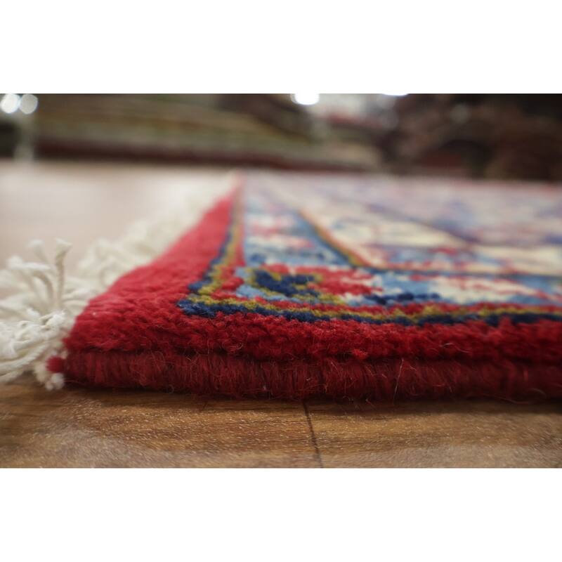 Hand Knotted Oriental 100% Wool Carpet Traditional Floral Red Kashan Area Rug - 13' 0'' X 9' 7''