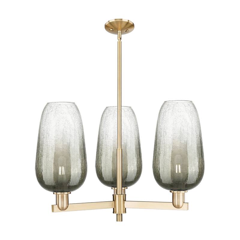 Innovations Lighting Downtown Urban - Brookhaven Flute - 3 Light 18" Stem Hung Chandelier - Slate/Champagne Bronze