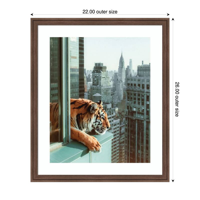 Kate and Laurel Framed Art Urban Tiger Overlooking Manhattan by Michael Schauer
