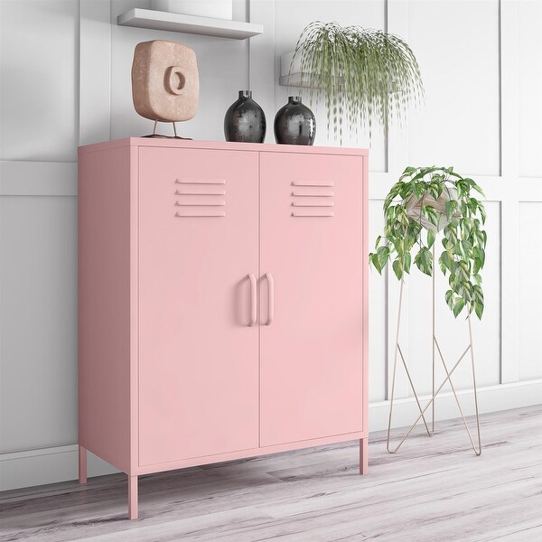 アンティークルーバー ピンク Hephastu 33 in. W x 71 in. H x 20 in. D Pink Metal Freestanding