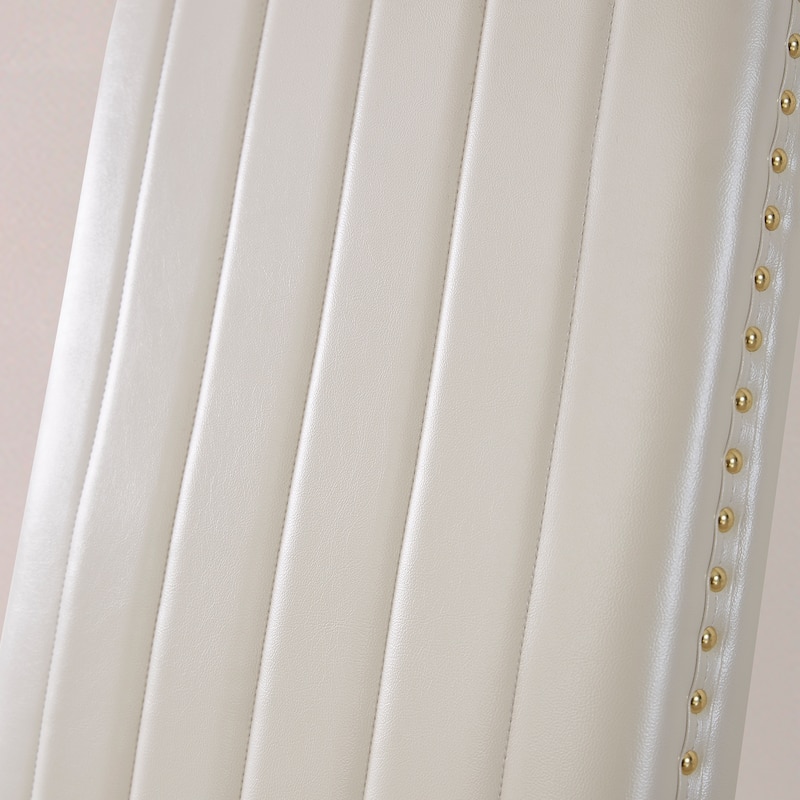 Modern Channel High Back Dining Chairs with Nailhead Trims and Polished Metal Legs