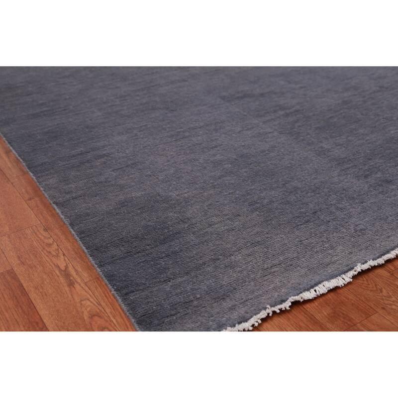 Hand Knotted Oriental 100% Wool Carpet Modern Solid Greys & Charcoal Gabbeh Area Rug - 13' 10'' X 9' 11''