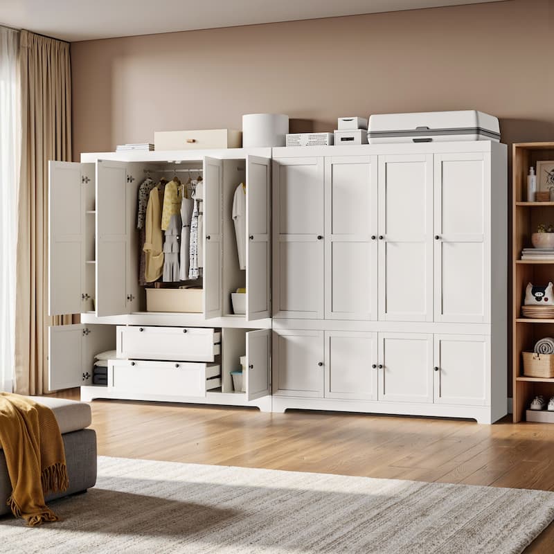 Pocassy 71" H Wardrobe Closet with Drawers with Doors and Storage