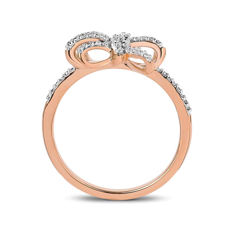 1/6ct TDW Diamond Knot Bow Fashion Ring in 10K Gold for Women