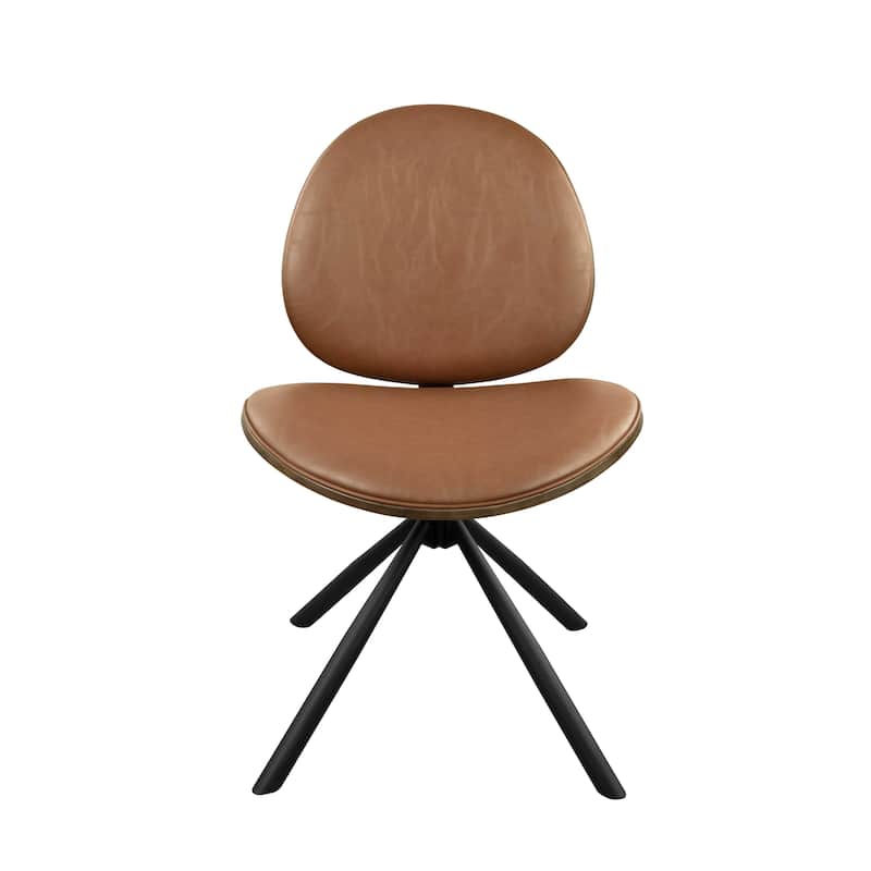 HomeRoots Brown and Black Faux Leather And Metal Dining Side Chair - 21.06 in. x 32.87 in. x 23.62 in.