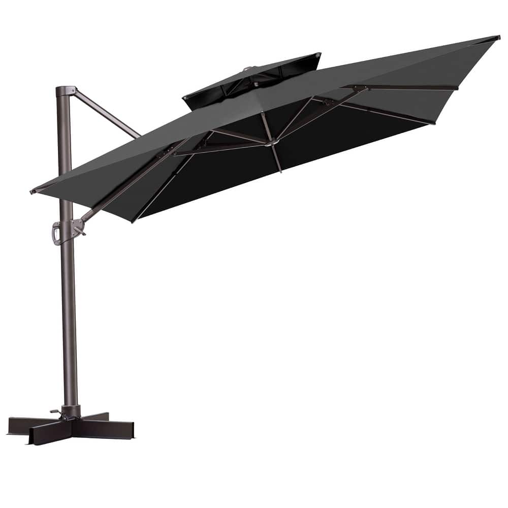 VredHom 11 Ft Patio Cantilever Offset Umbrella with Double Top