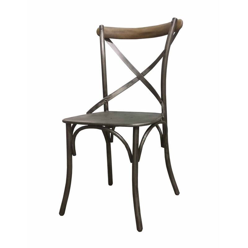 Briar Metal Crossback Chair, Set of 2, Gunmetal/ Vintage Brown