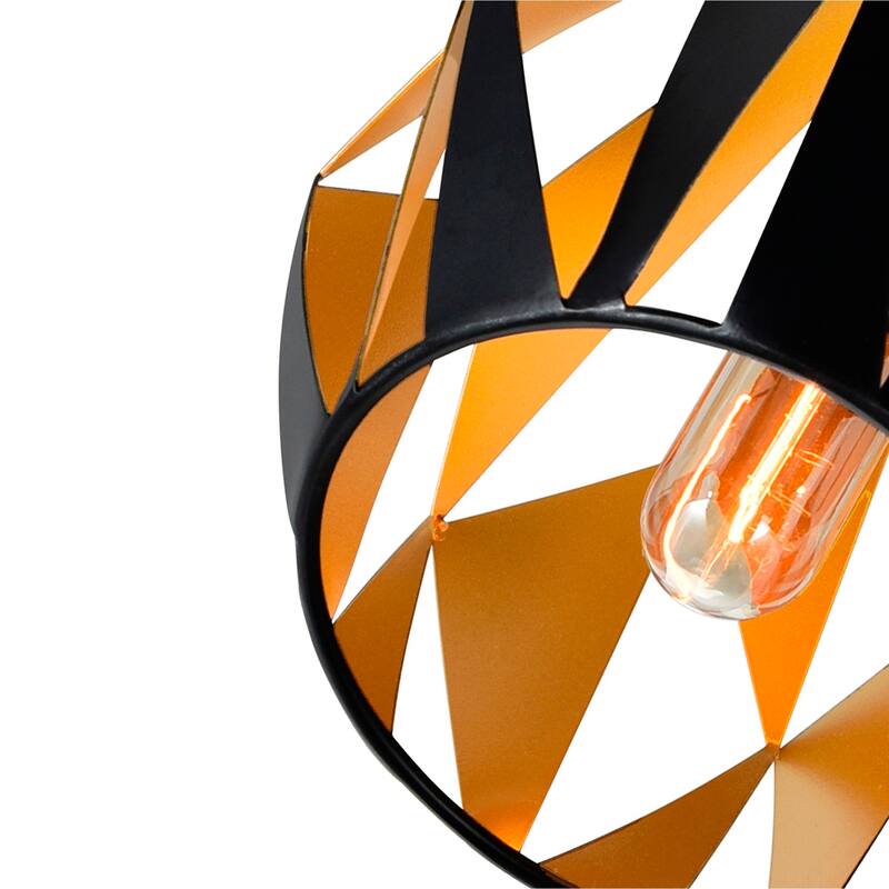 Oxide 1 Light 12in Black & Copper Down Pendant - Black/Copper