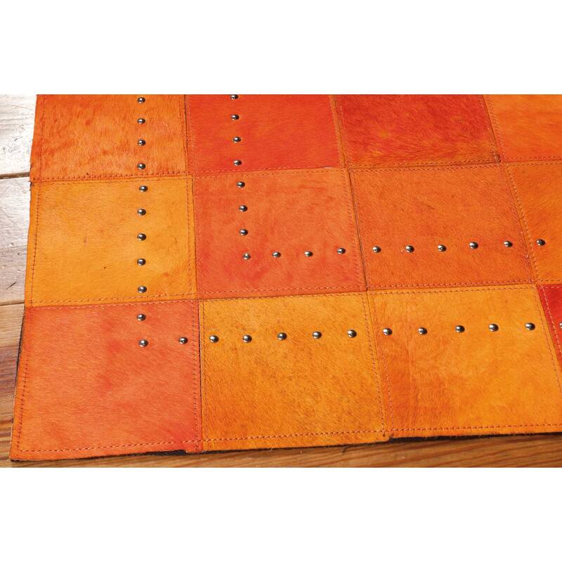 Nourison Vivid Textured Over-dyed Hair on Hide Modern Patchwork Area Rug