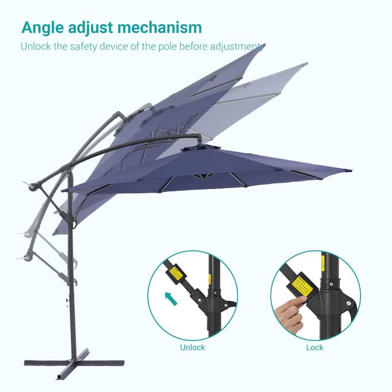 BONOSUKI 10ft Patio Offset Umbrella Outdoor Hanging Umbrella