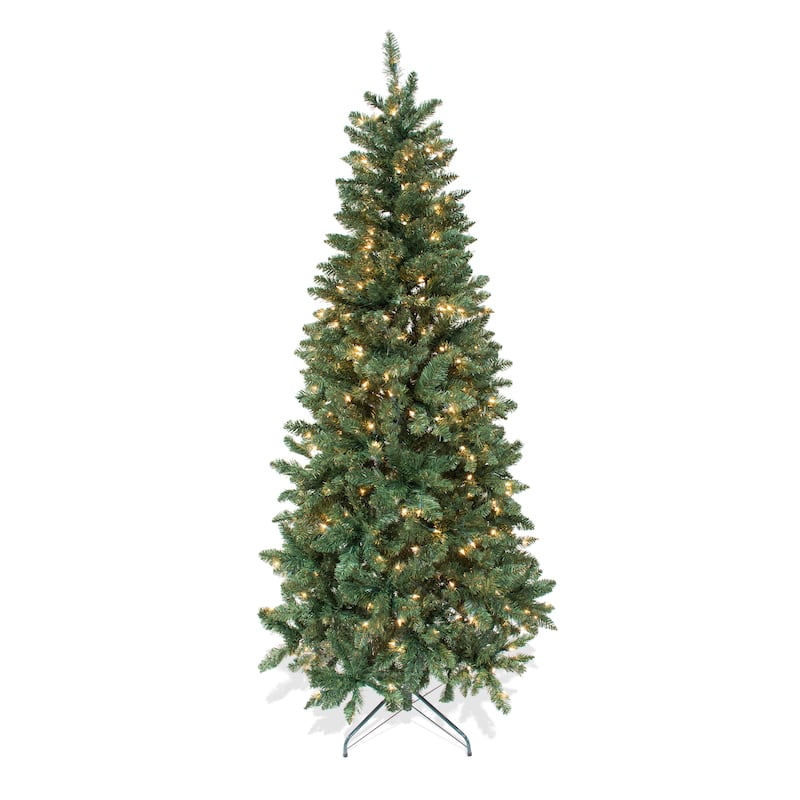Astella 7-foot Pre-lit Douglas Fir Hinged Artificial Christmas Tree With Stand and 300 Clear Incandescent Lights