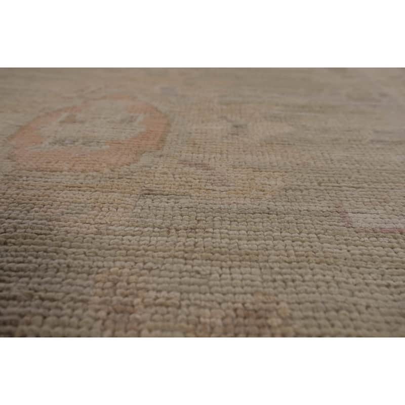 Vegetable Dye Oushak Oriental Area Rug Handmade Green Wool Carpet - 8'5"x 10'1"