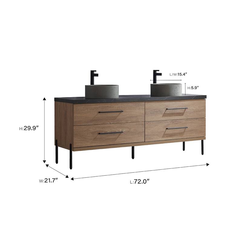 Trento Bath Vanity with Sintered Stone Top with Concrete Sink (R)