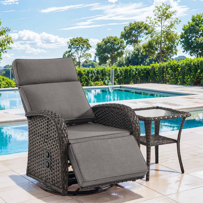 Pocassy Swivel Reclining Chair Lounge Chair with Adjustable Backrest
