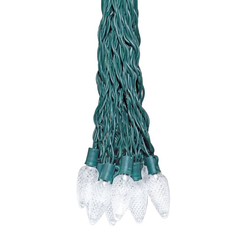 25 Foot C9 LED Outdoor Christmas String Light Set, Green Wire - White