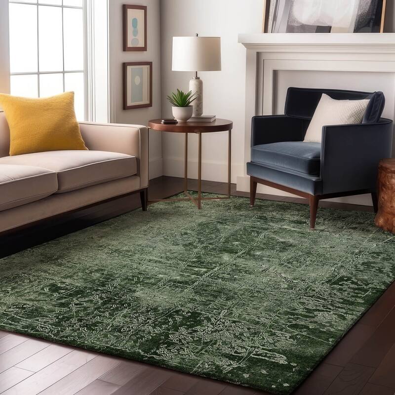Premium Washable Super Soft Solid Abstract Mayfield Rug - Emerald - 2' 6" x 3' 10" - Rectangle