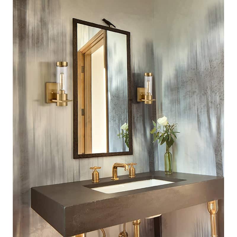 Clara Modern Wall Sconce with Cylinder Clear Glass Shade Set of 2