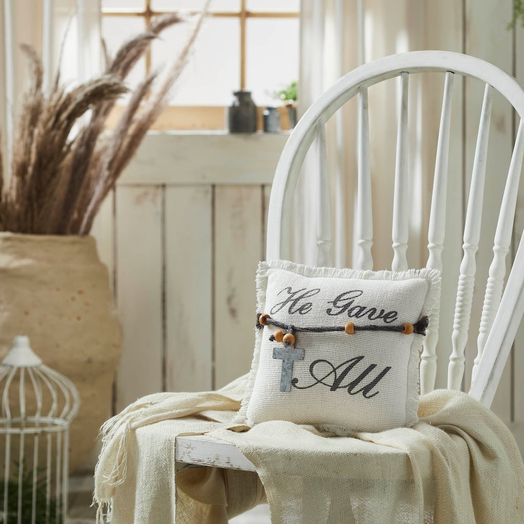 Celebrate Grace He Gave All Cross Ornament Pillow 9x9